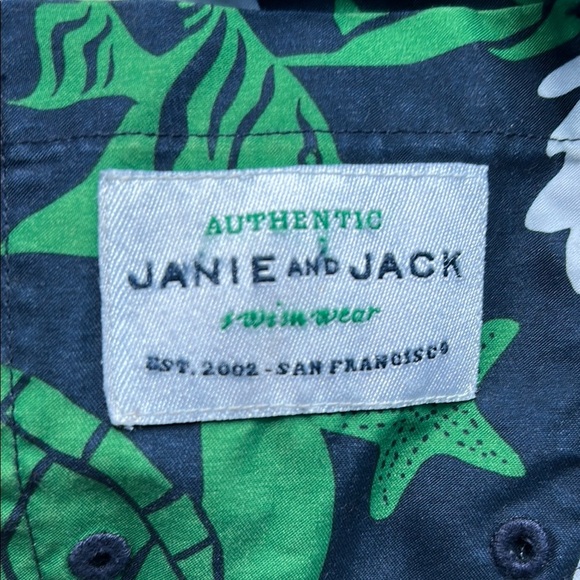 Janie and Jack Green and Blue Tropical Swim Trunks - Picture 4 of 4